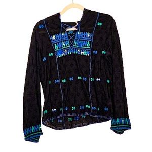 Free People Boho Peasant Long Sleeve Blouse XS